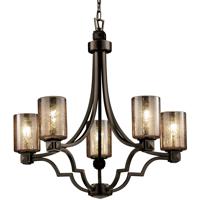 Justice Design FSN-8500-15-SEED-NCKL Fusion 5 Light 28 inch Brushed Nickel Chandelier Ceiling Light in Square with Flat Rim, Incandescent, Seeded photo thumbnail