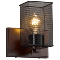 Justice Design MSH-8441-15-DBRZ Wire Mesh 7 inch Dark Bronze Wall Sconce Wall Light in Square with Flat Rim, Era thumb