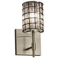 Justice Design WGL-8411-10-GRCB-NCKL-120E-LED-9W Wire Glass LED 5 inch Brushed Nickel Wall Sconce Wall Light photo thumbnail