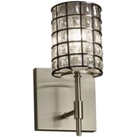 Justice Design WGL-8411-10-GRCB-NCKL Wire Glass 1 Light 5 inch Brushed Nickel Wall Sconce Wall Light in Grid with Clear Bubbles, Cylinder with Flat Rim, Incandescent, Cylinder photo thumbnail