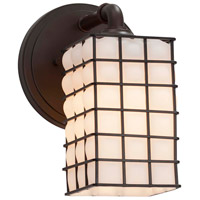 Justice Design WGL-8461-15-GRCB-DBRZ-LED1-700 Wire Glass LED 6 inch Dark Bronze Wall Sconce Wall Light in 700 Lm LED, Grid with Clear Bubbles, Square with Flat Rim photo thumbnail