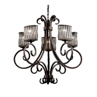 Justice Design WGL-8570-30-SWCB-DBRZ Wire Glass 5 Light Dark Bronze Chandelier Ceiling Light in Swirl with Clear Bubbles, Oval photo thumbnail