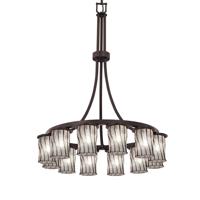 Justice Design WGL-8738-10-GRCB-DBRZ-LED12-8400 Wire Glass LED 28 inch Dark Bronze Chandelier Ceiling Light in Grid with Clear Bubbles, 8400 Lm LED photo thumbnail