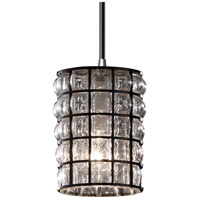 Justice Design WGL-8815-10-GRCB-CROM-BKCD Wire Glass 1 Light 4 inch Polished Chrome Pendant Ceiling Light in Black Cord, Grid with Clear Bubbles, Incandescent photo thumbnail