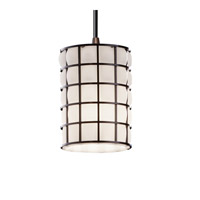 Justice Design WGL-8815-10-GROP-DBRZ Wire Glass 1 Light 4 inch Dark Bronze Pendant Ceiling Light in White Cord, Grid with Opal, Incandescent photo thumbnail