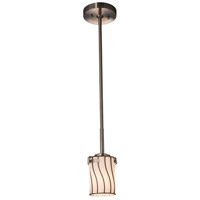 Justice Design WGL-8455-10-SWCB-NCKL-LED1-700 Wire Glass LED 5 inch Brushed Nickel Pendant Ceiling Light in 700 Lm LED, Swirl with Clear Bubbles thumb
