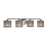 Justice Design WGL-8464-30-GRCB-NCKL-LED4-2800 Wire Glass LED 36 inch Brushed Nickel Bath Bar Wall Light in 2800 Lm LED, Grid with Clear Bubbles, Oval thumb