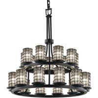 Justice Design WGL-8767-10-GRCB-MBLK Wire Glass 21 Light 33 inch Matte Black Chandelier Ceiling Light in Grid with Clear Bubbles, Cylinder thumb