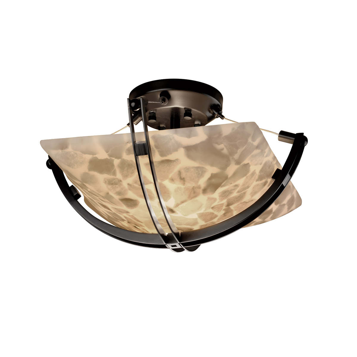 alabaster rocks 2 light 17 inch matte black semi-flush bowl