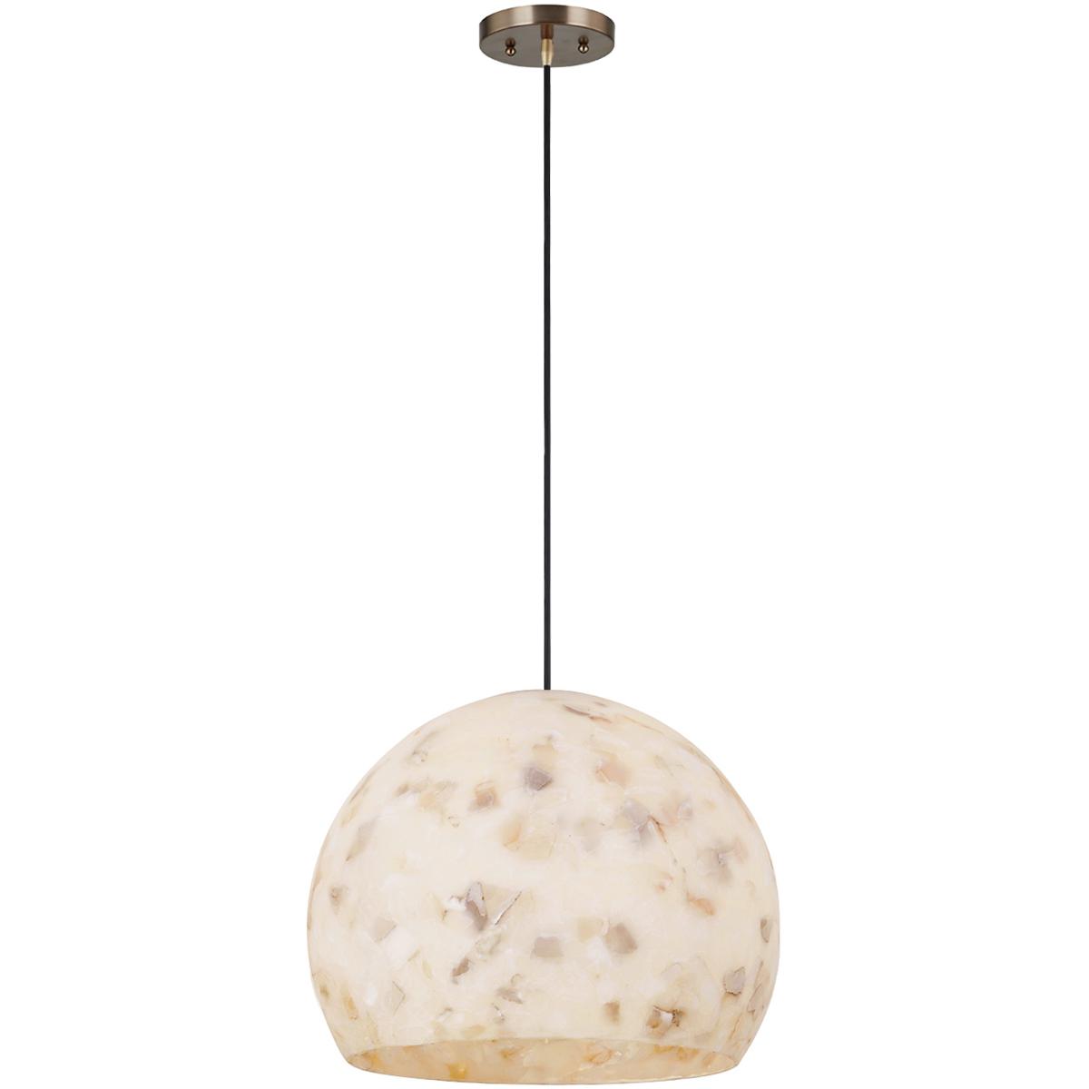 Justice Design ALR-6535-BRSS Alabaster Rocks Collection 1 Light 13 inch Brushed Brass Pendant Ceiling Light, Globe Family