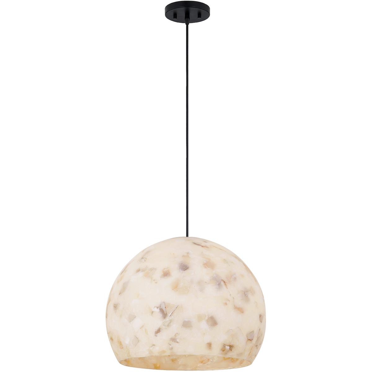 Justice Design ALR-6535-MBLK Alabaster Rocks Collection 1 Light 13 inch Matte Black Pendant Ceiling Light, Globe Family