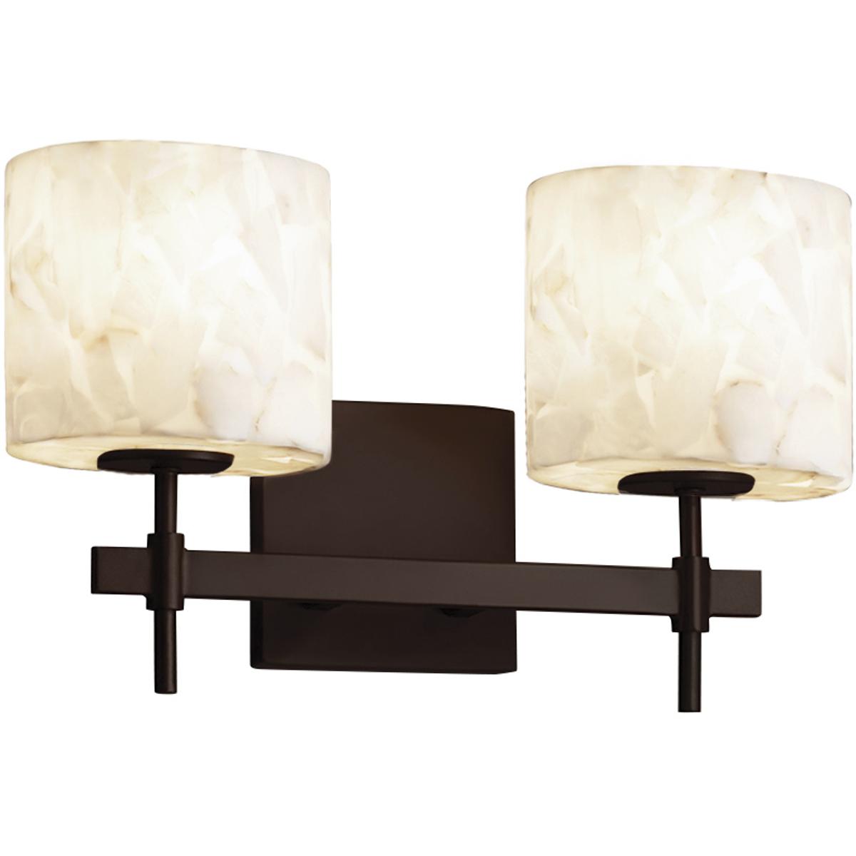 Justice Design ALR-8412-20-DBRZ Alabaster Rocks 2 Light 14.75 inch Dark Bronze Vanity Light Wall Light in Round Flared, Incandescent
