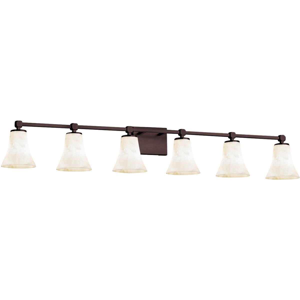 Justice Design ALR-8426-30-NCKL Alabaster Rocks 6 Light 51.5 inch Brushed Nickel Vanity Light Wall Light in LED, Oval