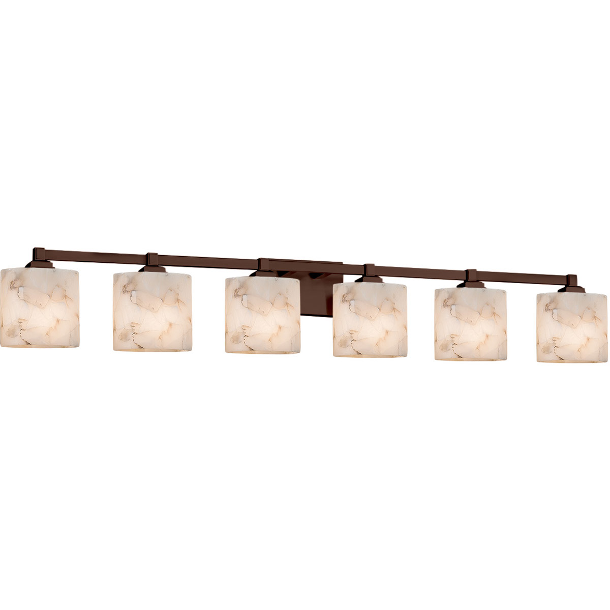 Justice Design ALR-8436-30-MBLK Alabaster Rocks 6 Light 51.5 inch Matte Black Vanity Light Wall Light in LED, Oval