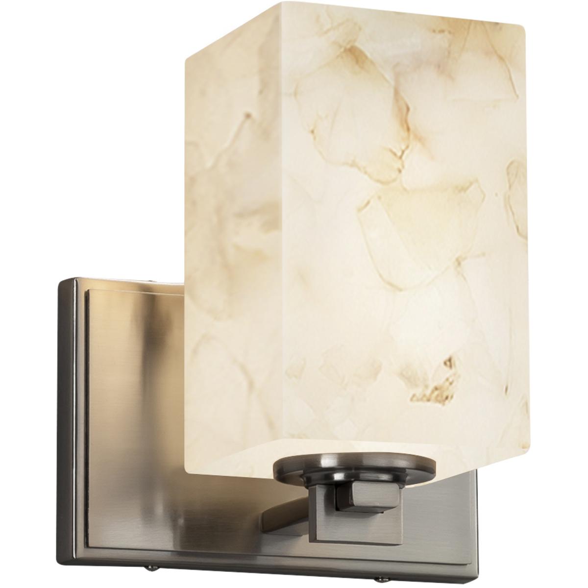 Justice Design ALR-8441-15-NCKL-LED1-700 Alabaster Rocks Wall Sconce Wall Light in 700 Lm LED, Brushed Nickel, Square with Flat Rim
