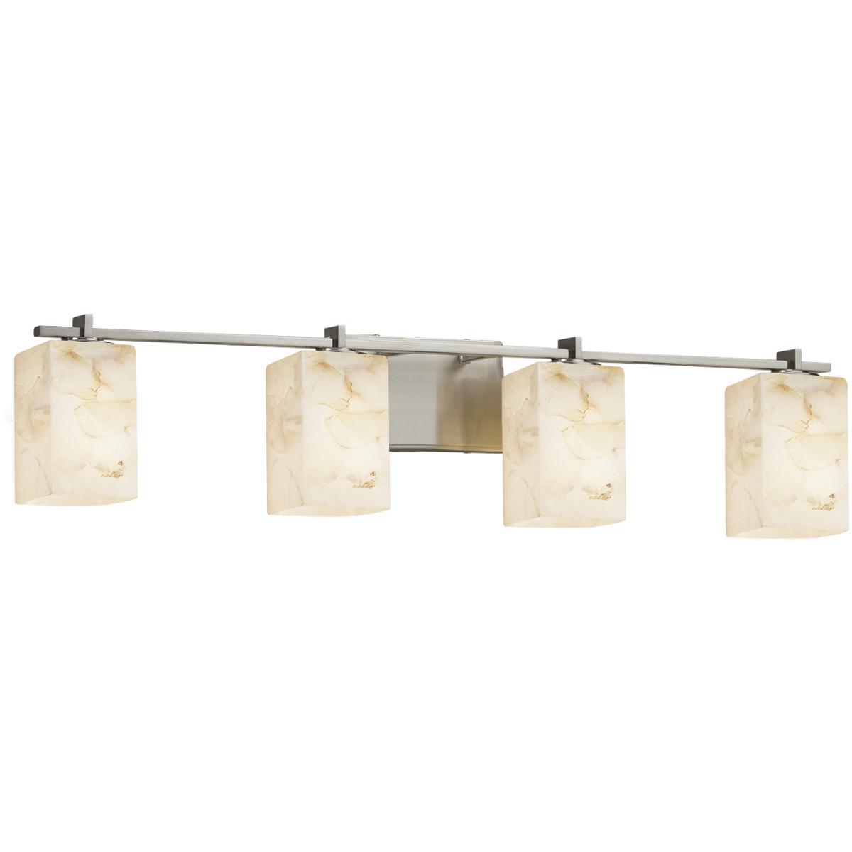 Justice Design ALR-8444-15-NCKL-LED4-2800 Alabaster Rocks LED 34.25 inch Brushed Nickel Vanity Light Wall Light in 2800 Lm LED, Square with Flat Rim