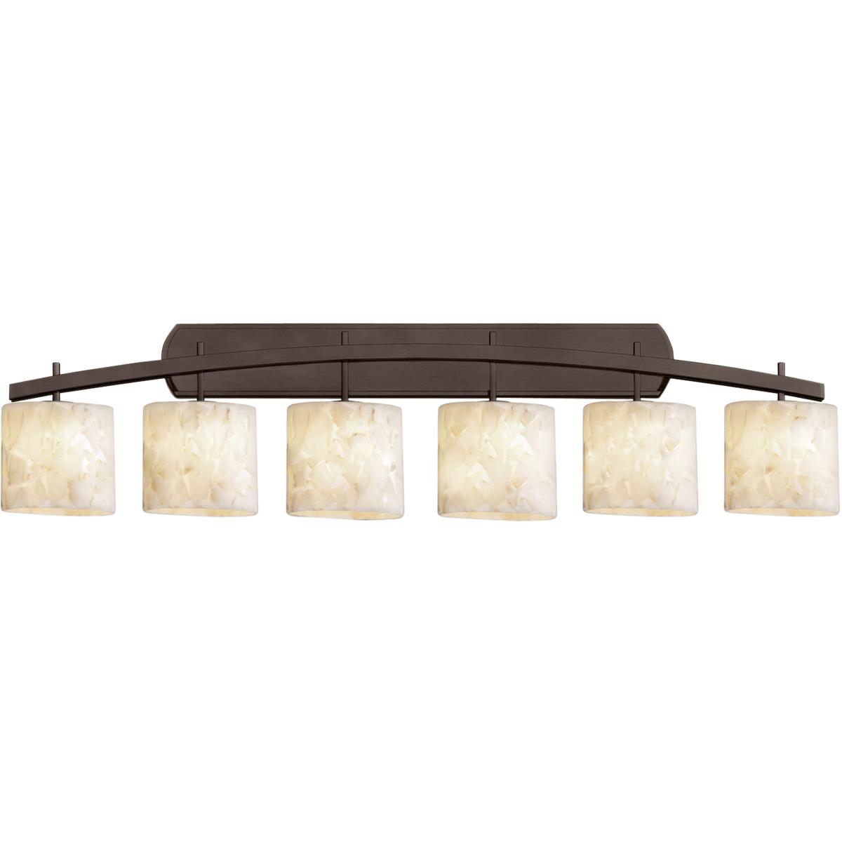 Justice Design ALR-8596-30-DBRZ Alabaster Rocks 6 Light 56.5 inch Dark Bronze Bath Bar Wall Light in Oval, Incandescent, Oval