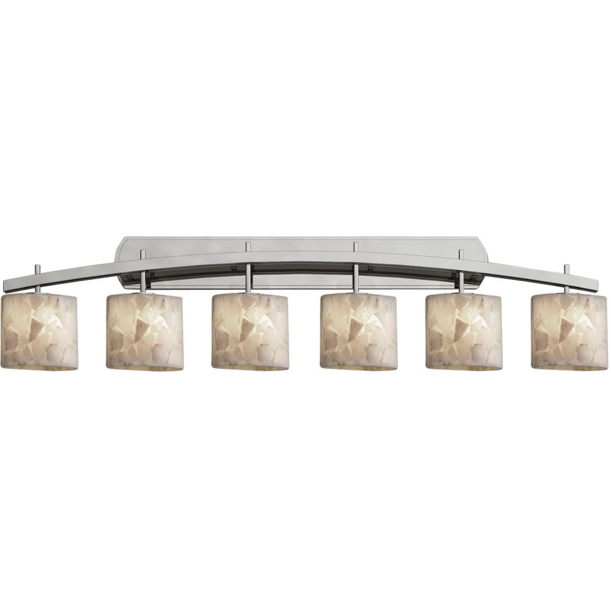 Justice Design ALR-8596-30-NCKL Alabaster Rocks 6 Light 56.5 inch Brushed Nickel Bath Bar Wall Light in Oval, Incandescent, Oval