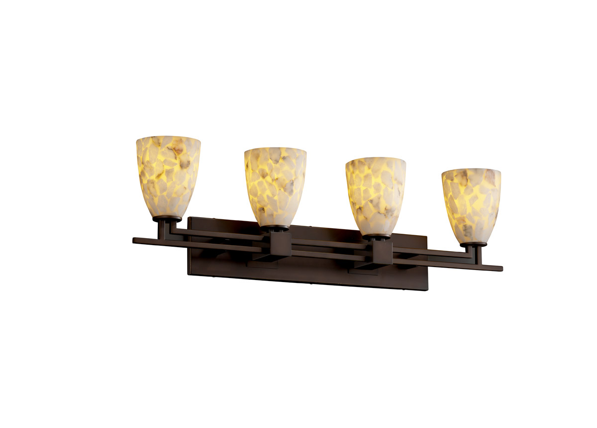 Justice Design ALR-8704-15-CROM-LED4-2800 Alabaster Rocks LED 36 inch Polished Chrome Bath Bar Wall Light in 2800 Lm LED, Square with Flat Rim, Aero
