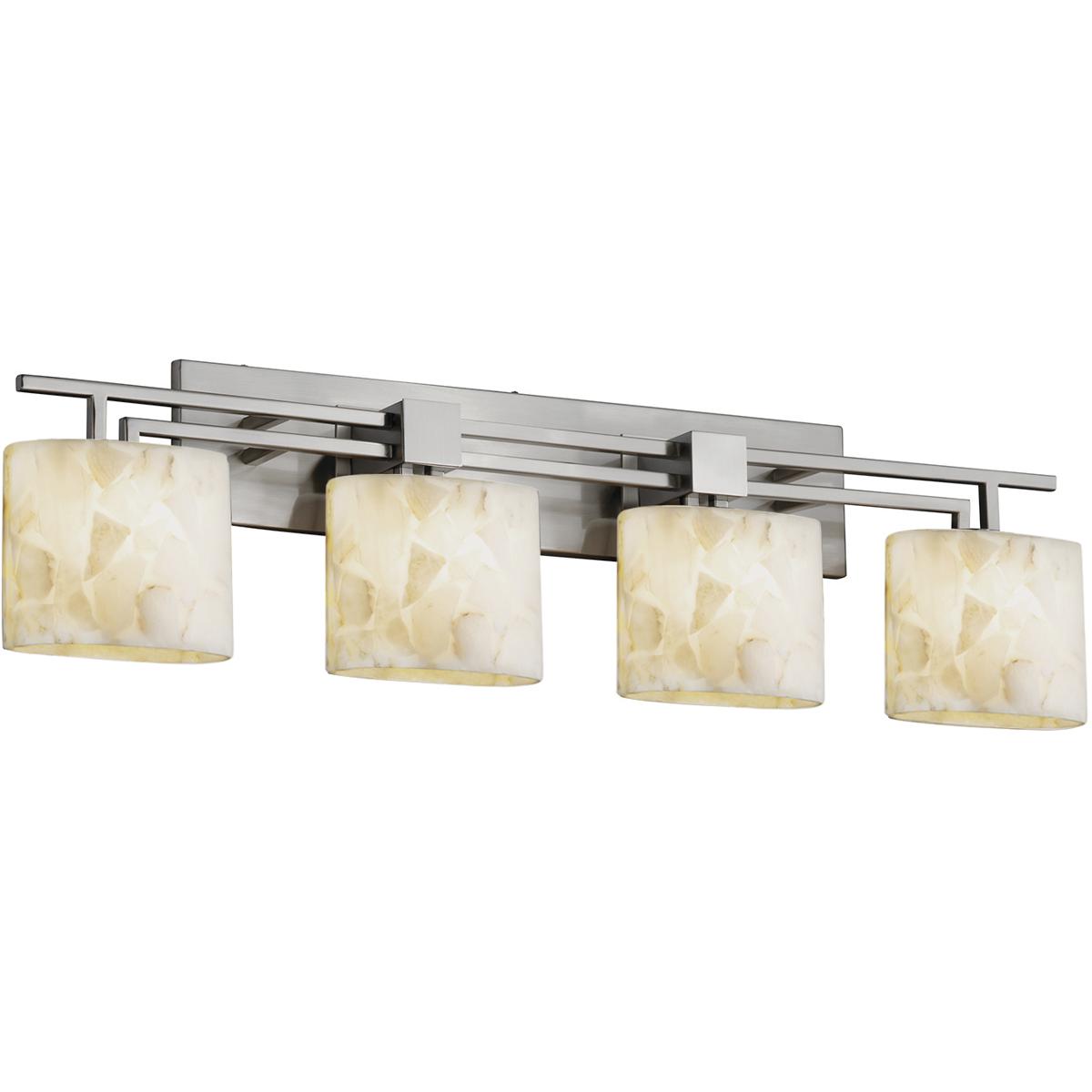 Justice Design ALR-8704-30-NCKL-LED4-2800 Alabaster Rocks LED 36.5 inch Brushed Nickel Bath Bar Wall Light in 2800 Lm LED, Oval, Aero