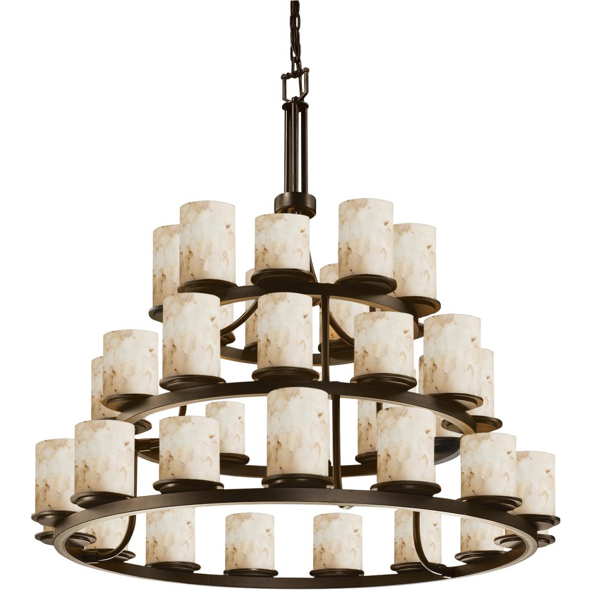 Justice Design ALR-8712-10-DBRZ-LED36-25200 Alabaster Rocks LED 42 inch Dark Bronze Chandelier Ceiling Light in 25200 Lm LED, Cylinder