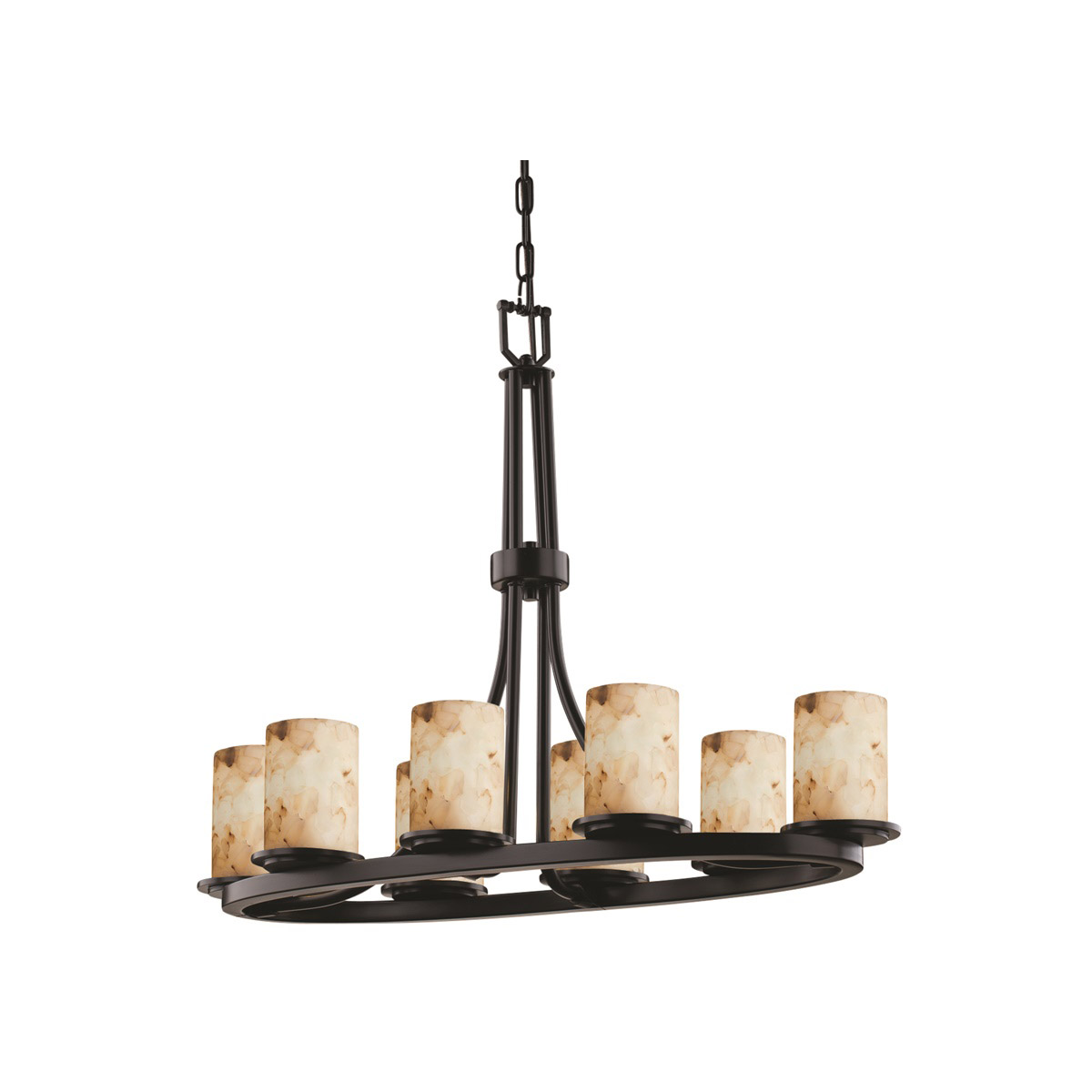 Justice Design ALR-8751-10-NCKL-LED8-5600 Alabaster Rocks 8 Light 16 inch Brushed Nickel Chandelier Ceiling Light