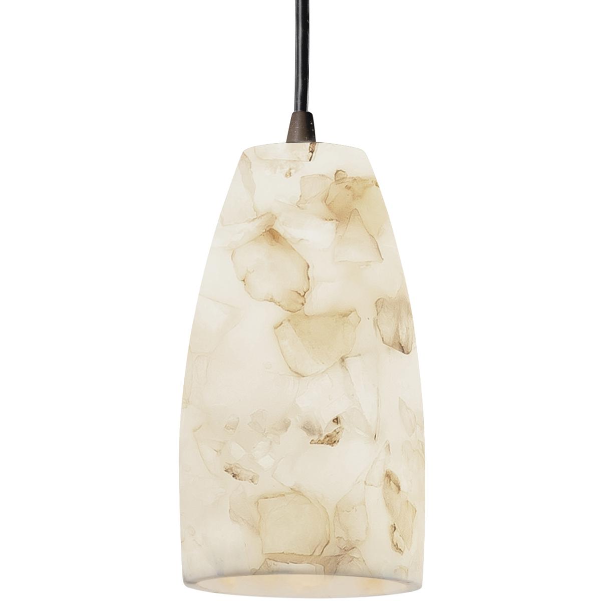 Justice Design ALR-8816-28-DBRZ Alabaster Rocks 1 Light 4 inch Dark Bronze Pendant Ceiling Light in White Cord, Tall Tapered Cylinder, Incandescent