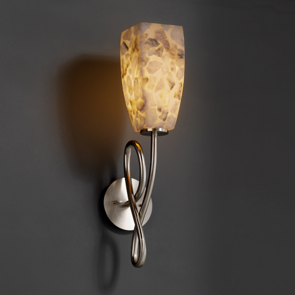 Justice Design ALR-8911-65-NCKL Alabaster Rocks 1 Light 5 inch Brushed Nickel Wall Sconce Wall Light in Tall Tapered Square, Incandescent