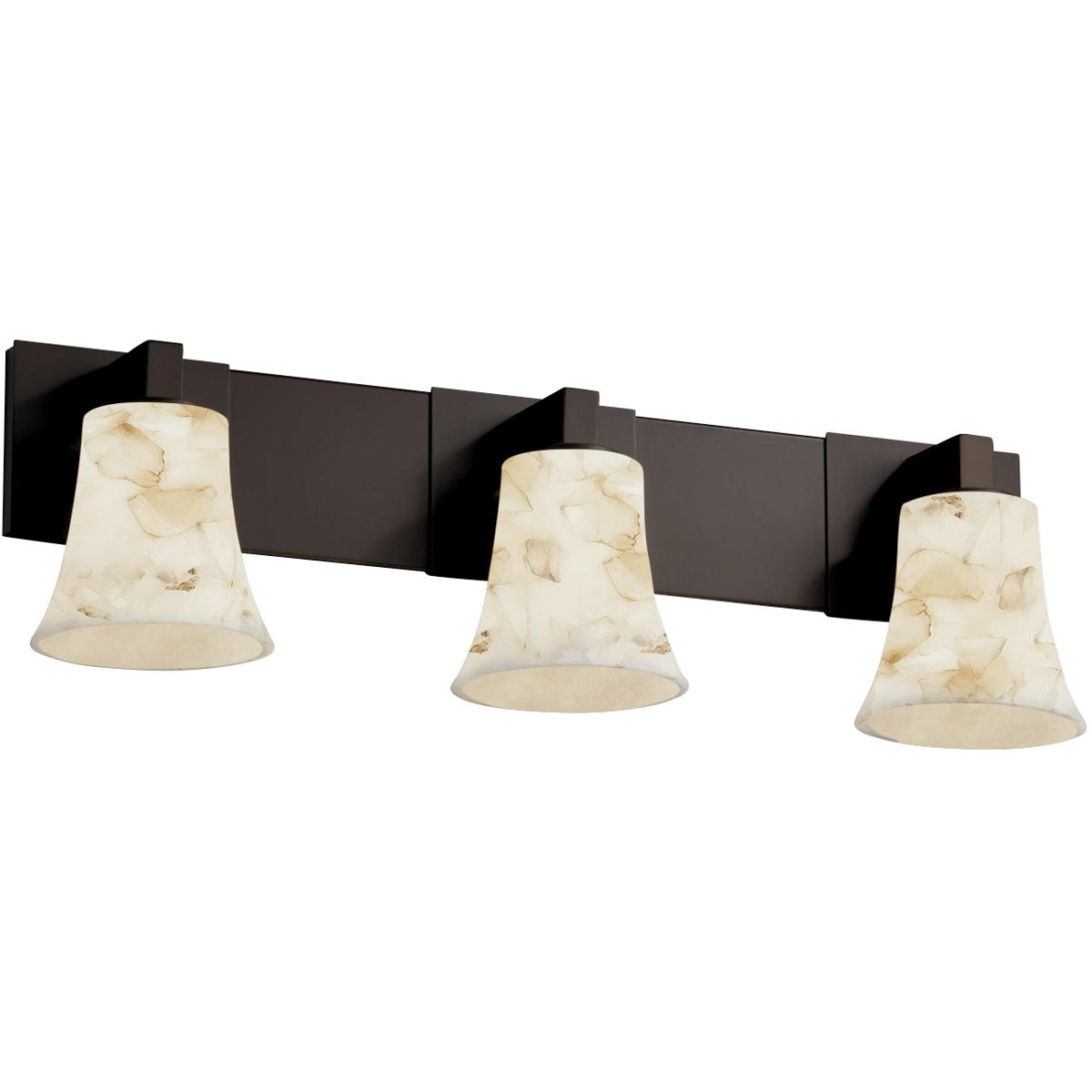 Justice Design ALR-8923-20-DBRZ Alabaster Rocks 3 Light 27.25 inch Dark Bronze Bath Bar Wall Light in Round Flared, Incandescent
