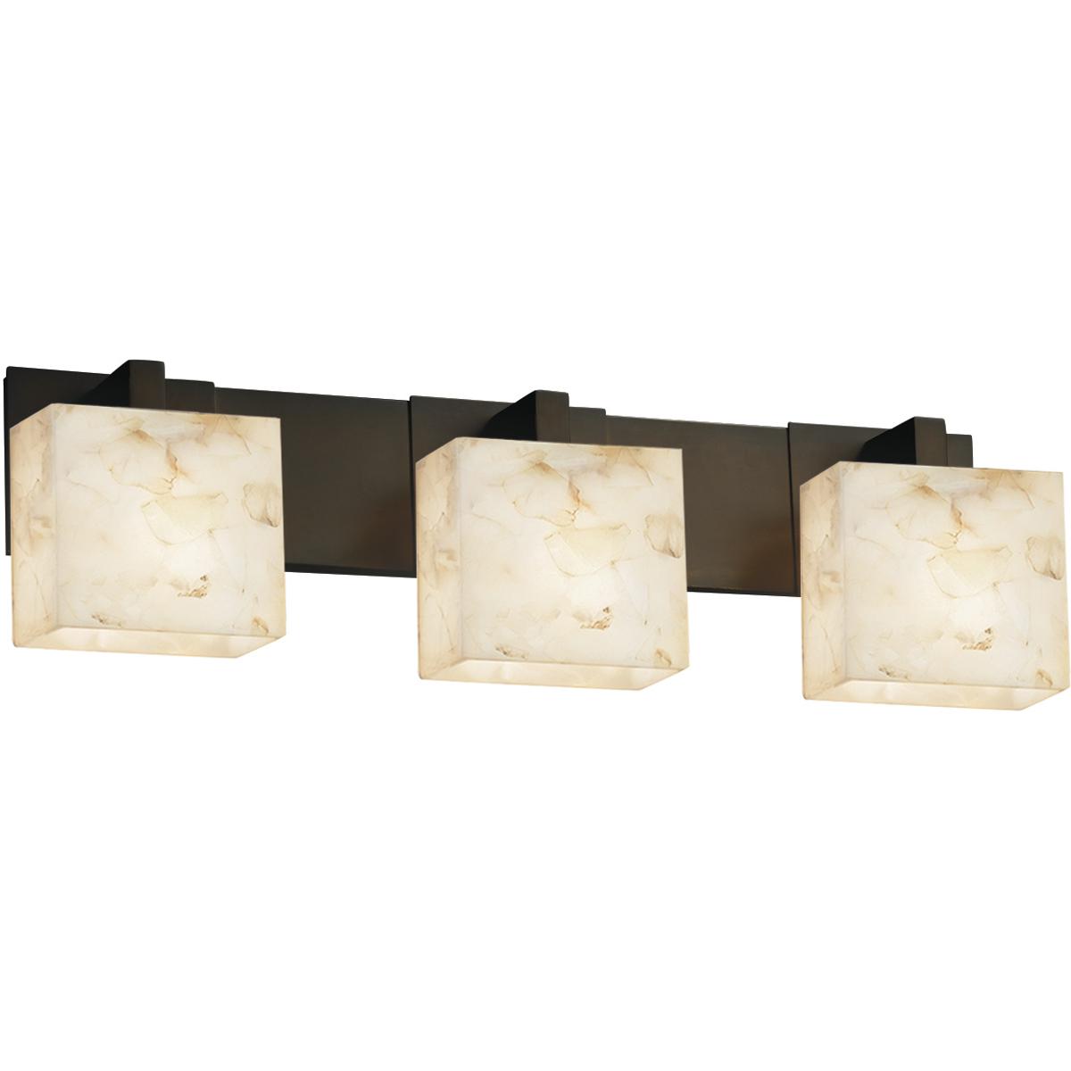 Justice Design ALR-8923-10-MBLK-LED3-2100 Alabaster Rocks LED 27 inch Matte Black Bath Bar Wall Light in 2100 Lm LED, Cylinder with Flat Rim, Modular