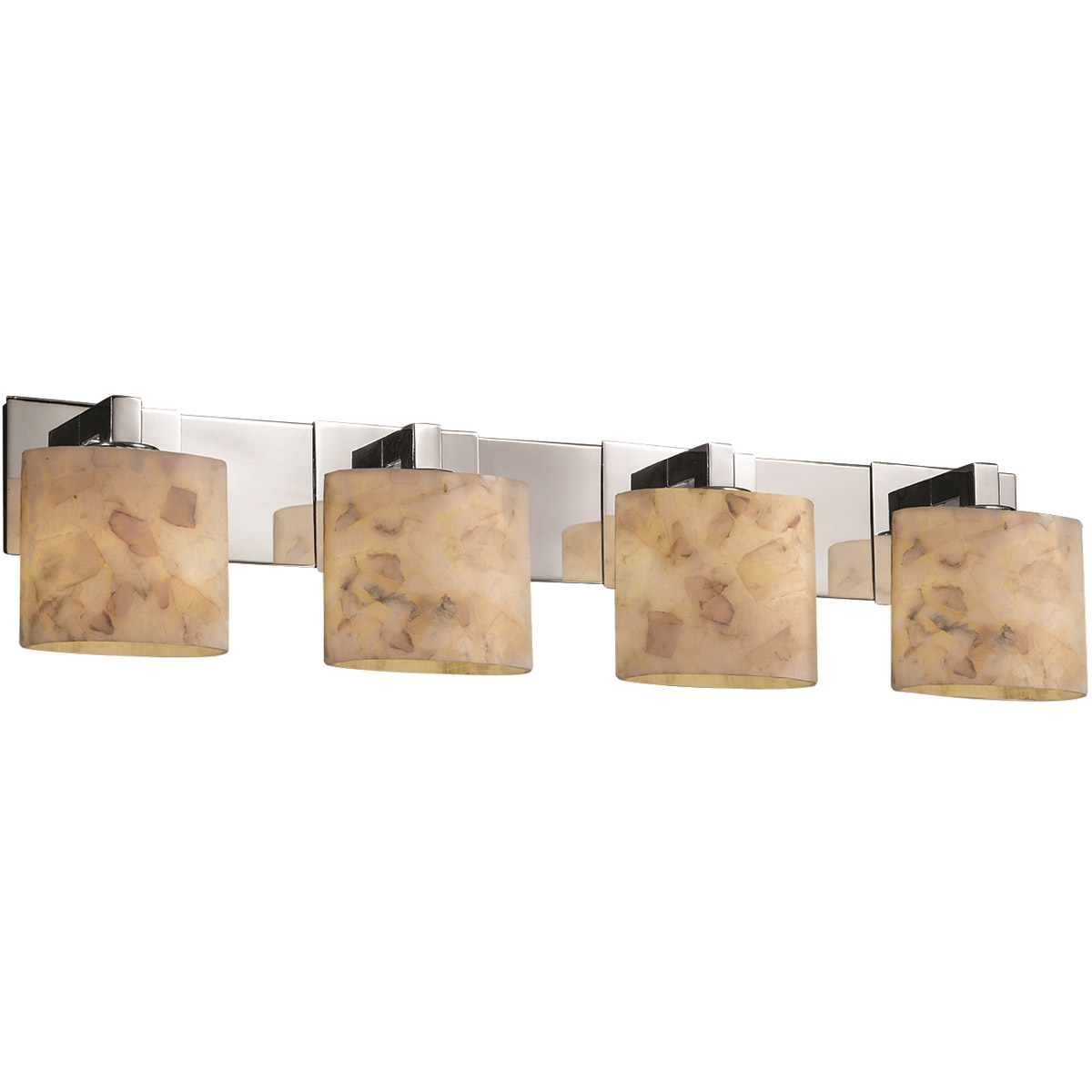 Justice Design ALR-8924-10-ABRS-LED4-2800 Alabaster Rocks LED 35.25 inch Antique Brass Bath Bar Wall Light in 2800 Lm LED, Cylinder with Flat Rim, Mod
