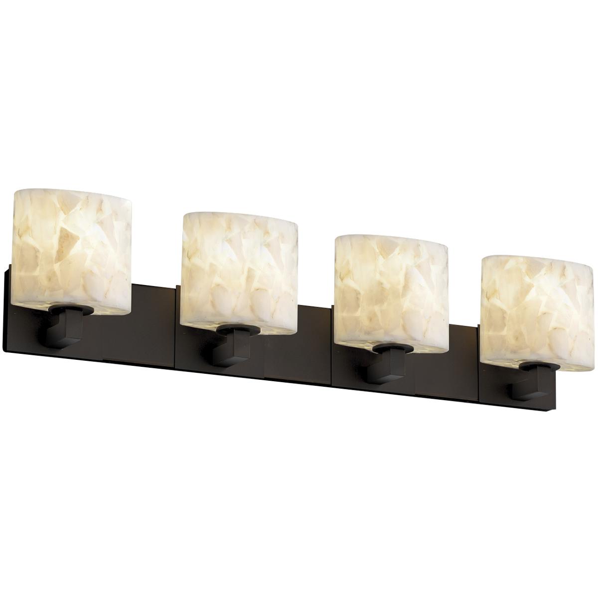 Justice Design ALR-8924-30-DBRZ Alabaster Rocks 4 Light 35.25 inch Dark Bronze Bath Bar Wall Light in Oval, Incandescent