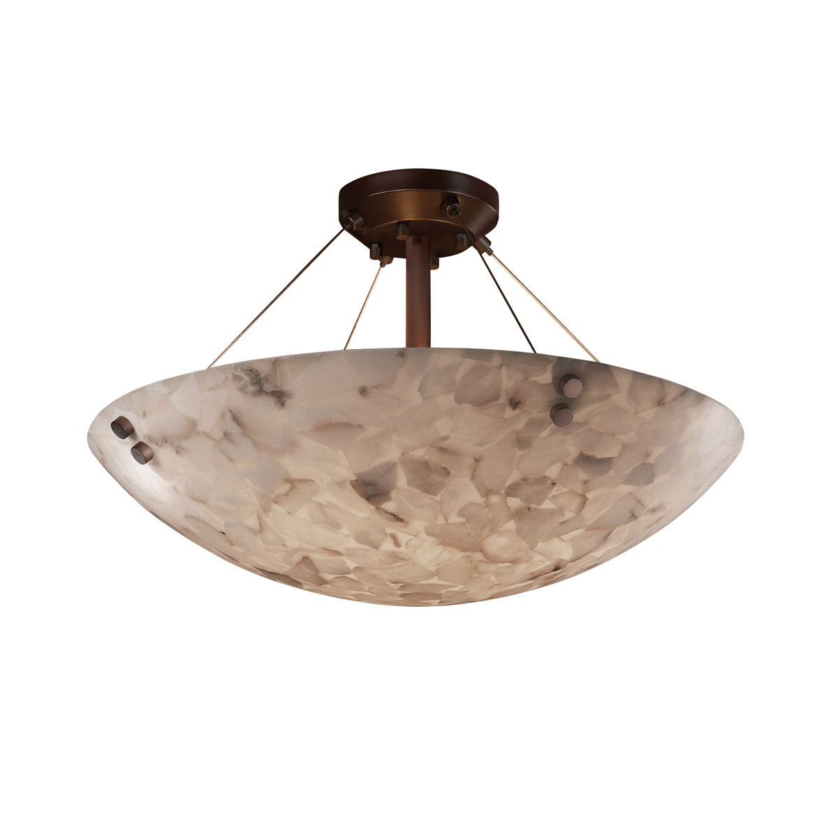 Justice Design ALR-9651-35-MBLK-F2-LED3-3000 Alabaster Rocks LED 21 inch Matte Black Semi-Flush Ceiling Light in 3000 Lm LED, Pair of Squares, Round B