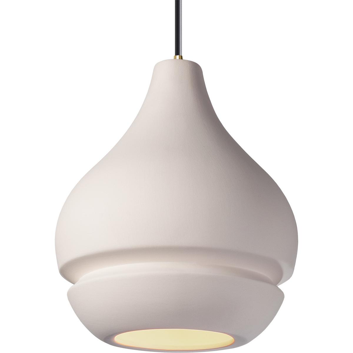Justice Design CER-6400-BIS-ABRS-BKCD Radiance Collection 1 Light 8 inch Bisque and Antique Brass Pendant Ceiling Light in Bisque/Antique Brass, Form+