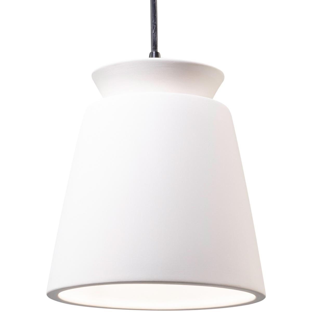 Justice Design CER-6425-BIS-DBRZ-WTCD Radiance Collection 1 Light 7.75 inch Dark Bronze Pendant Ceiling Light in Bisque, White Cord, Incandescent