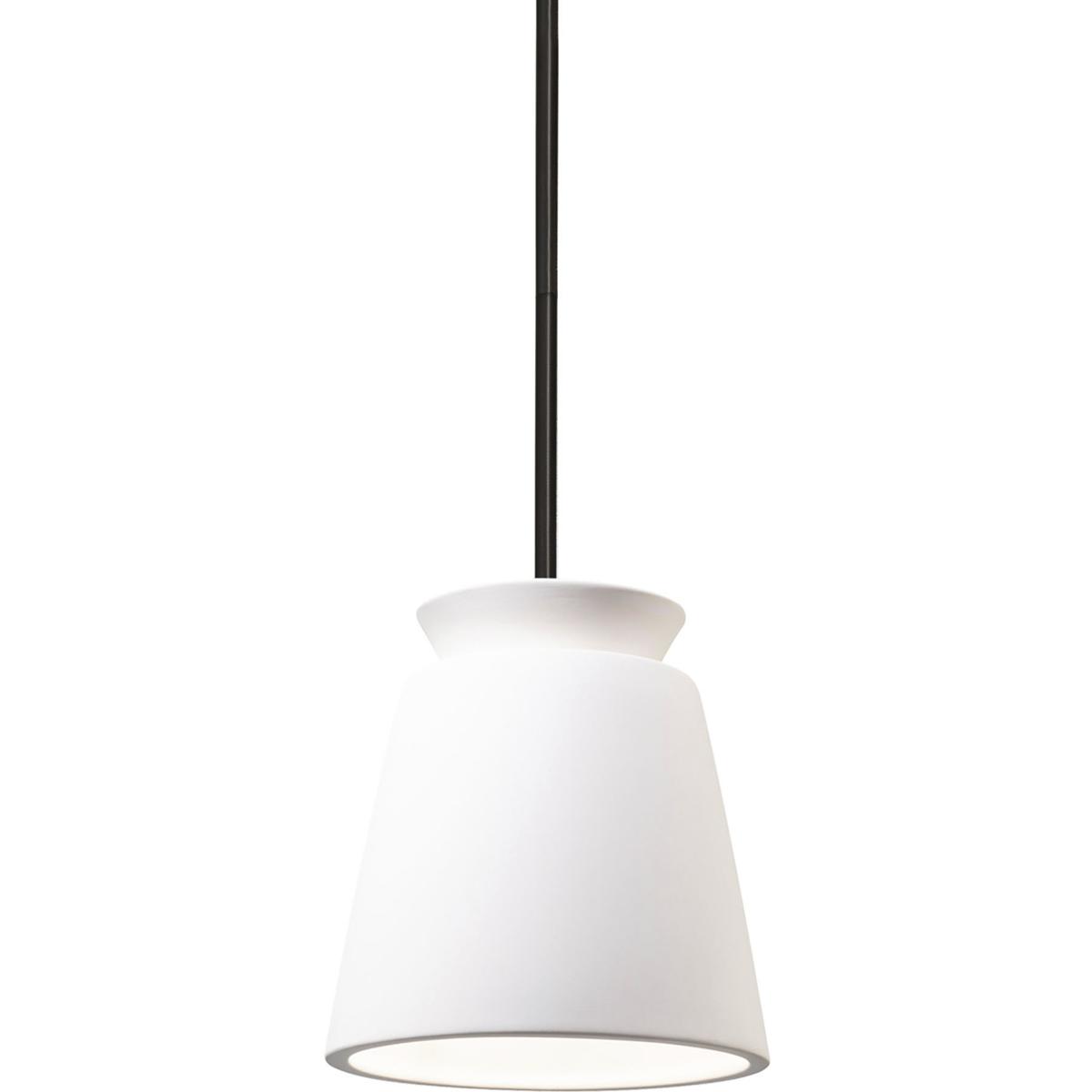 Justice Design CER-6425-BIS-MBLK-RIGID Radiance Collection - Trapezoid 1 Light 7.75 inch Bisque and Matte Black Pendant Ceiling Light in Replaceable B