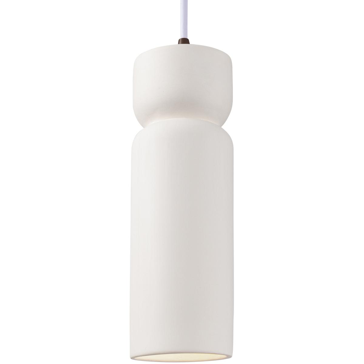 Justice Design CER-6510-BIS-DBRZ-WTCD Radiance Collection 1 Light 3.5 inch Bisque Pendant Ceiling Light in White Cord, Incandescent