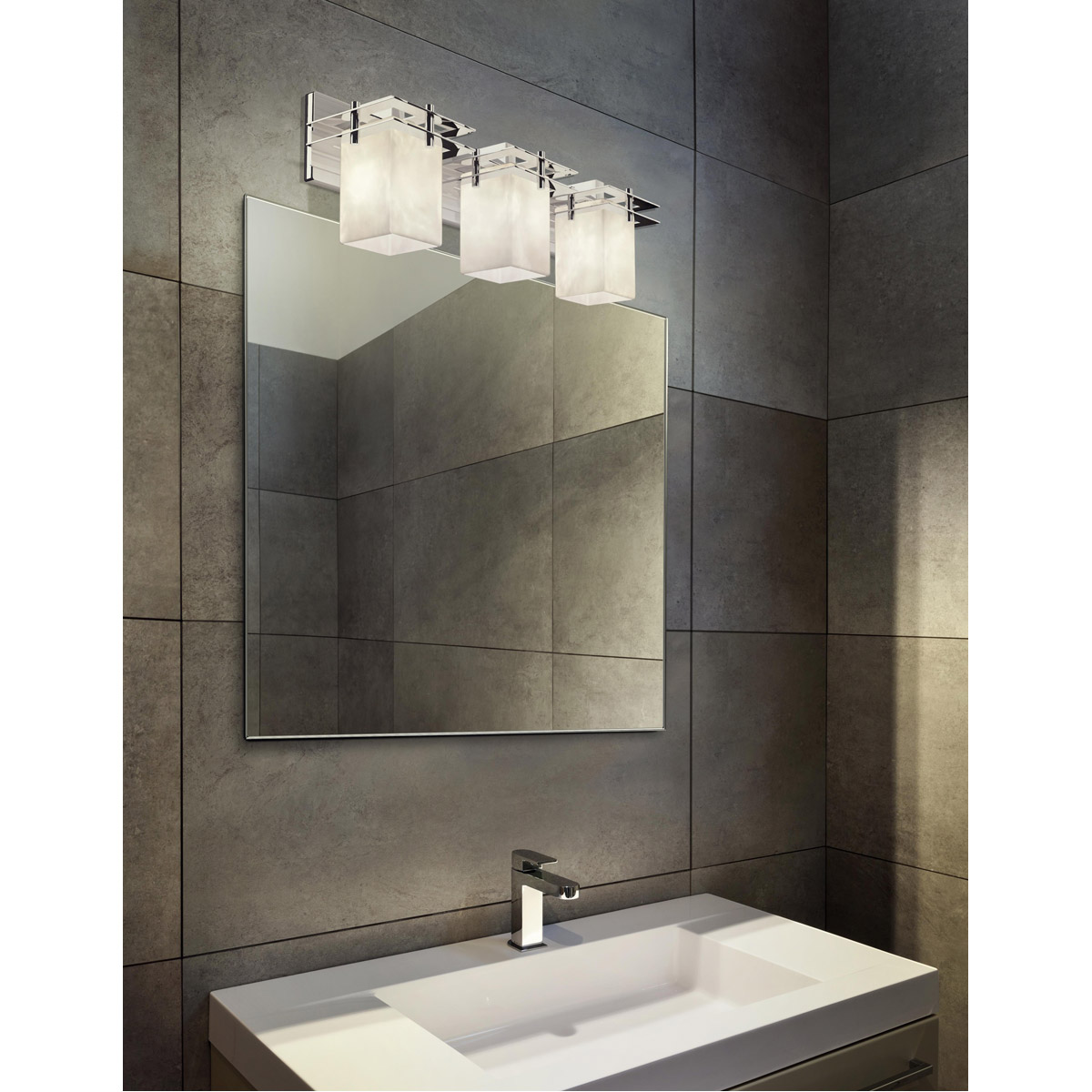 Justice Design CLD-8173-15-CROM-LED3-2100 Clouds LED 26.5 inch Polished Chrome Bath Bar Wall Light in 2100 Lm LED, Square with Flat Rim