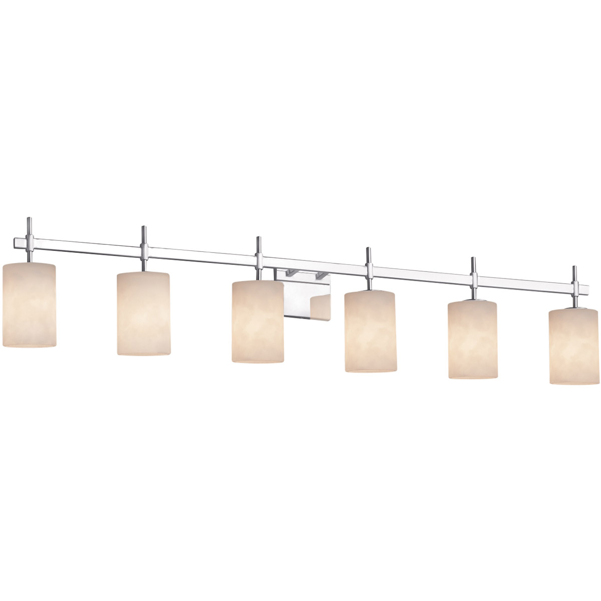 Justice Design CLD-8416-10-CROM Clouds 6 Light 48.75 inch Polished Chrome Bath Bar Wall Light in Cylinder with Flat Rim, Incandescent