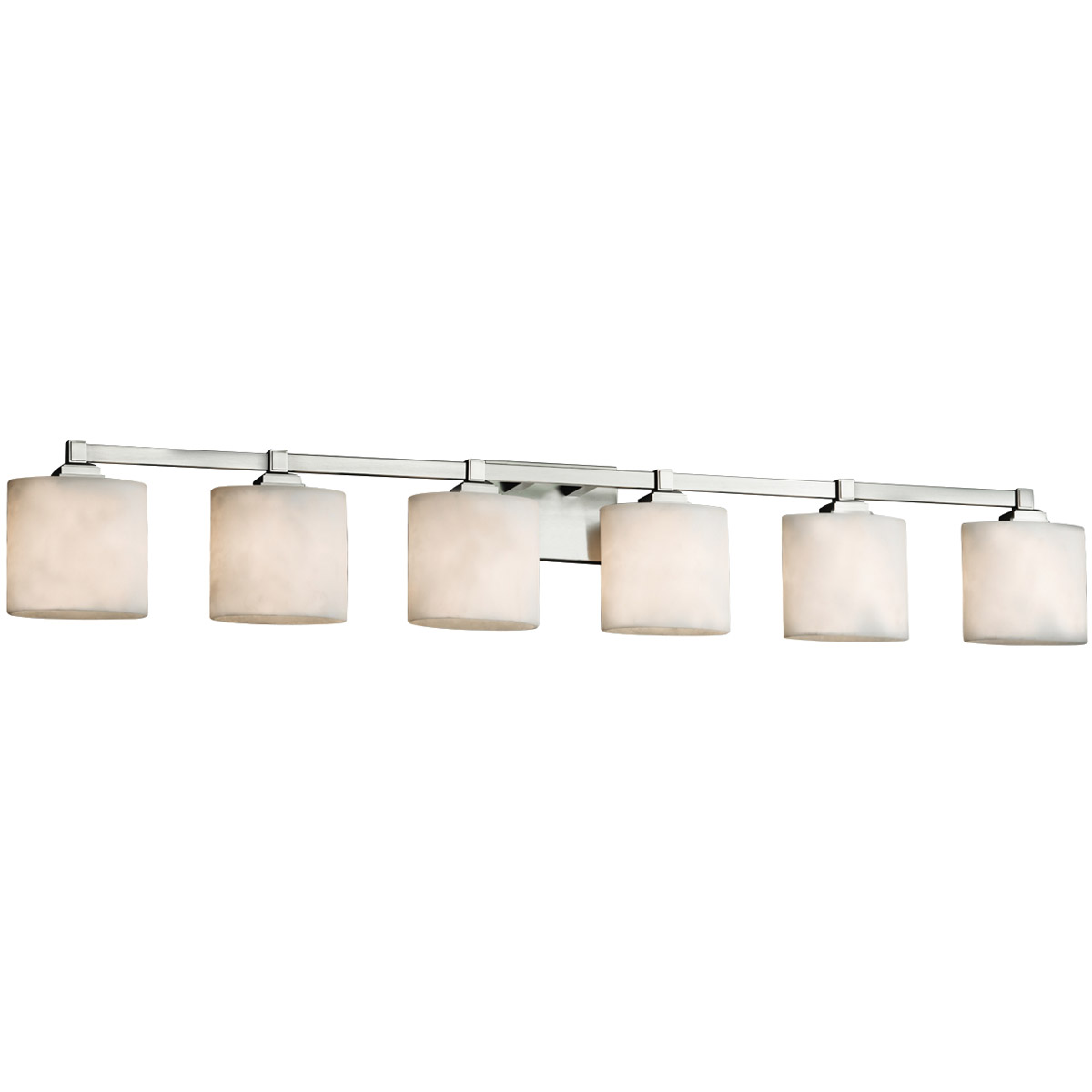 Justice Design CLD-8436-30-NCKL Clouds 6 Light 51.5 inch Brushed Nickel Vanity Light Wall Light in Oval, Incandescent