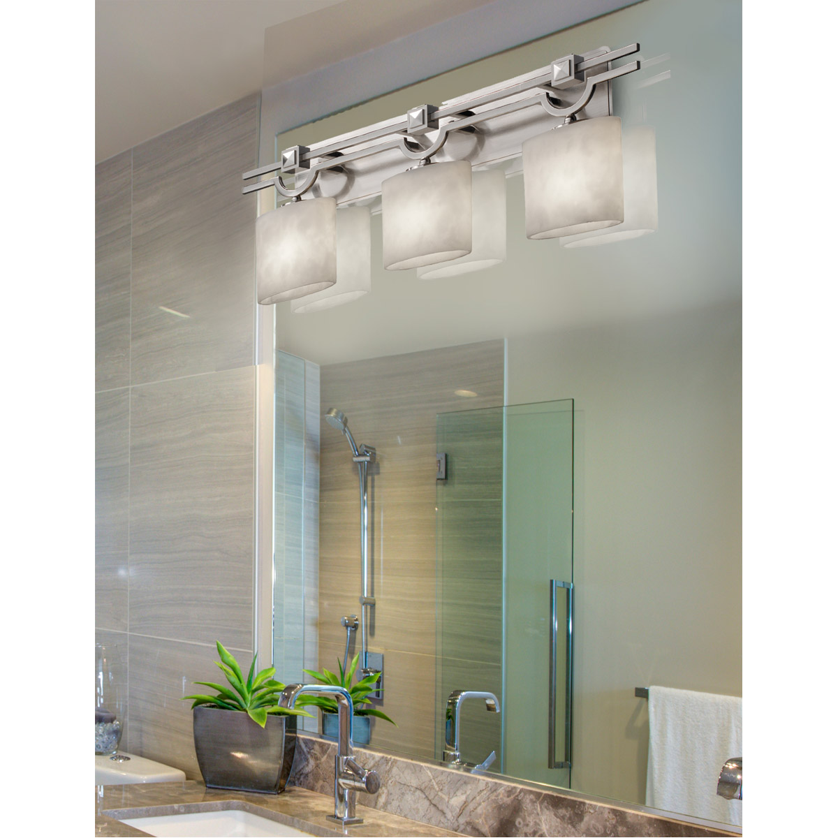 Justice Design CLD-8503-30-NCKL-LED3-2100 Clouds LED 29 inch Brushed Nickel Bath Bar Wall Light in 2100 Lm LED, Oval
