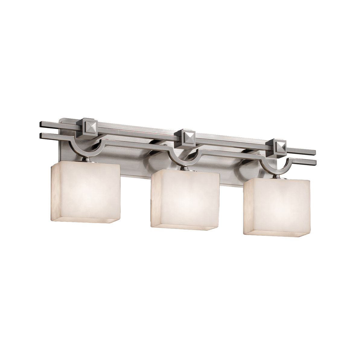 Justice Design CLD-8503-55-NCKL Clouds 3 Light 29 inch Brushed Nickel Vanity Light Wall Light in Rectangle, Incandescent