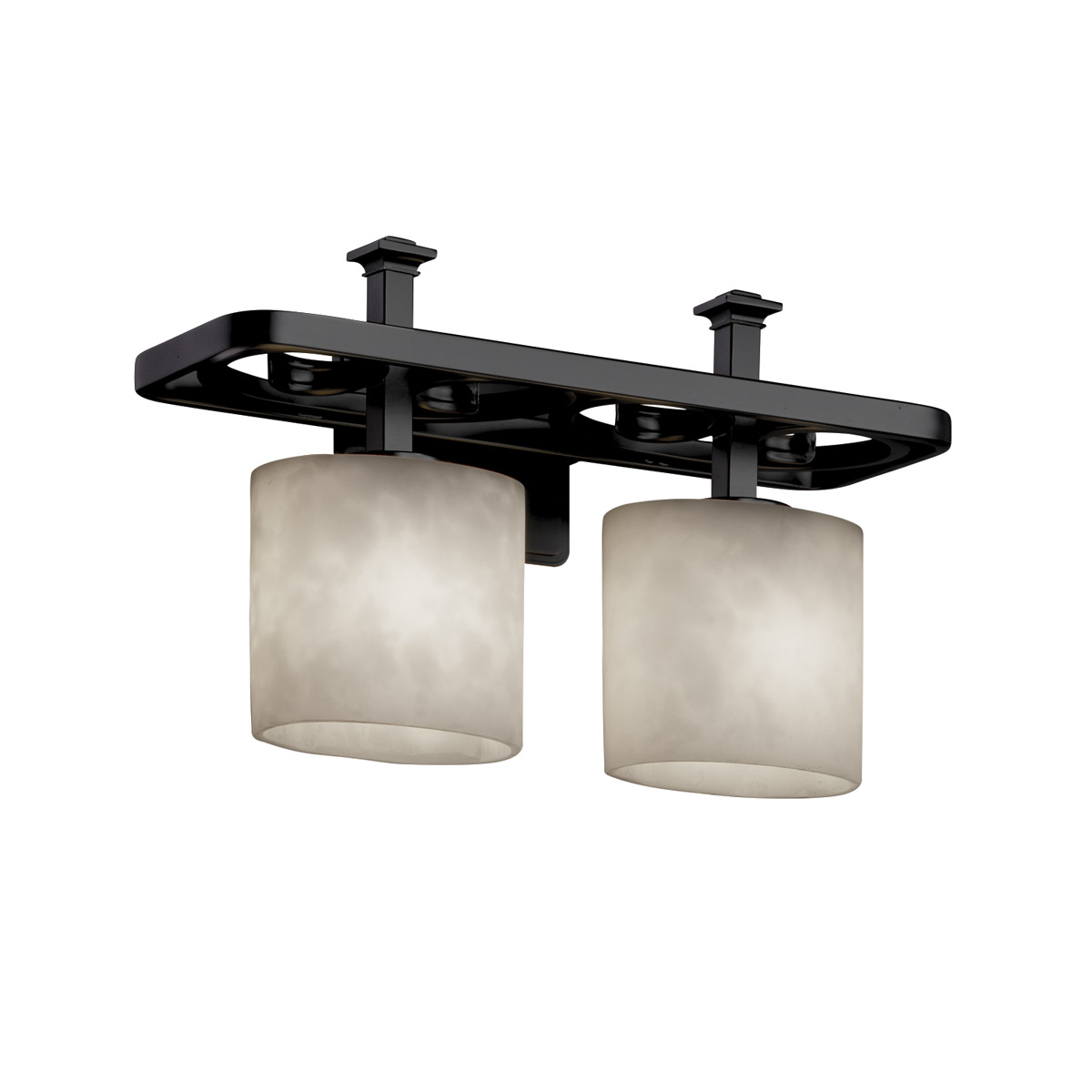 Justice Design CLD-8562-30-MBLK Clouds 2 Light 18 inch Matte Black Bath Bar Wall Light in Oval, Fluorescent