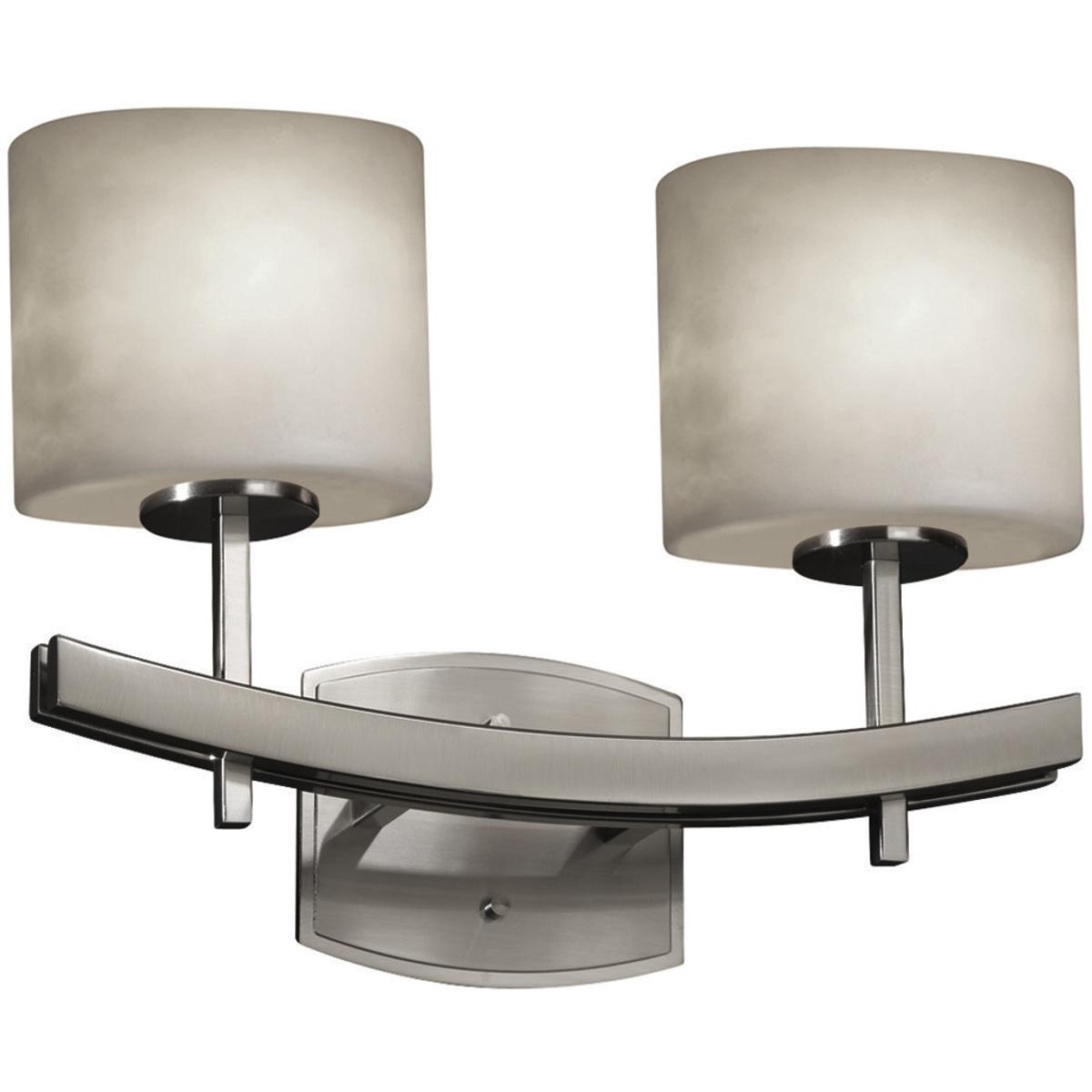 Justice Design CLD-8592-30-NCKL Clouds 2 Light 15.5 inch Brushed Nickel Bath Bar Wall Light in Oval, Incandescent, Oval