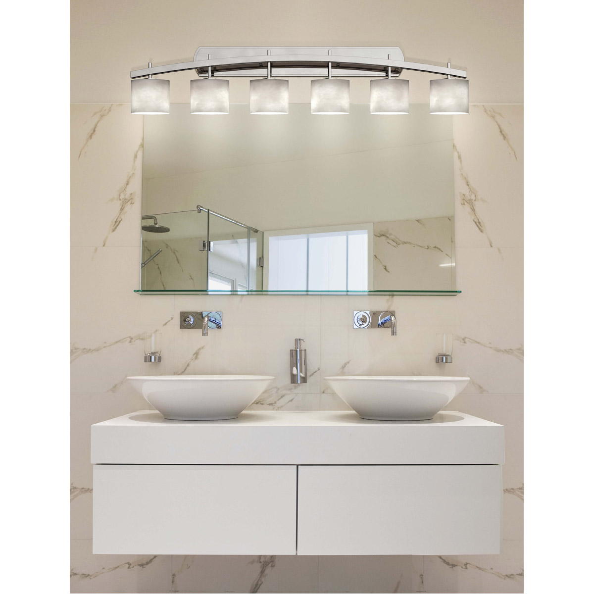 Justice Design CLD-8596-55-MBLK-LED6-4200 Clouds LED 56 inch Matte Black Bath Vanity Light Wall Light in 4200 Lm LED, Rectangle