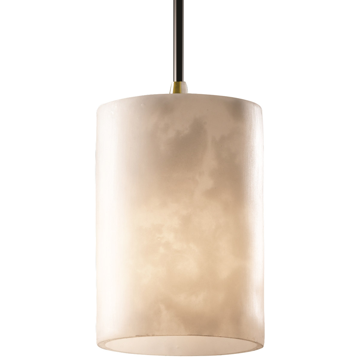 Justice Design CLD-8815-10-ABRS-LED1-700 Clouds LED 4 inch Antique Brass Pendant Ceiling Light in 700 Lm LED, White Cord, Cylinder with Flat Rim