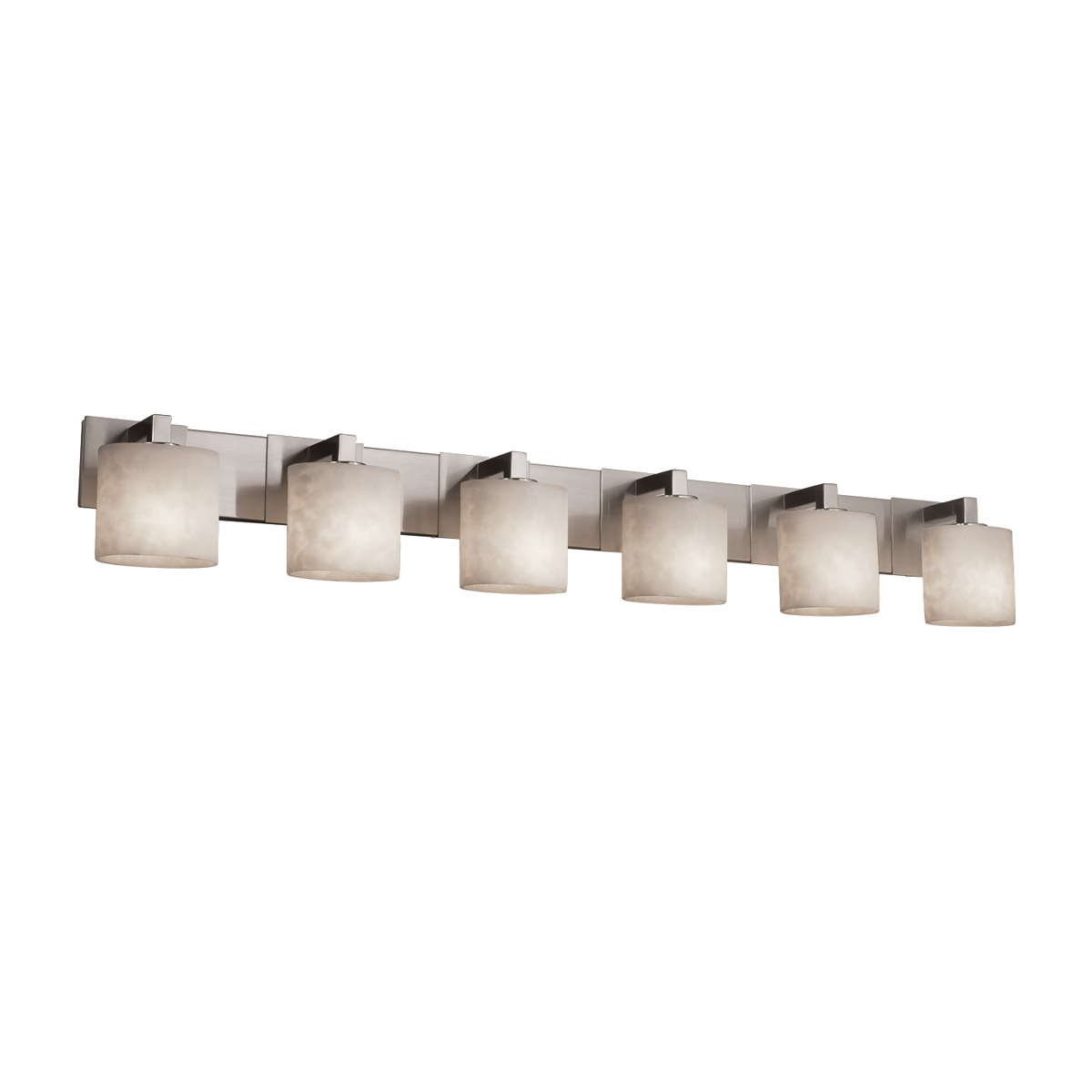 Justice Design CLD-8926-30-NCKL Clouds 6 Light 56.5 inch Brushed Nickel Bath Bar Wall Light in Oval, Incandescent