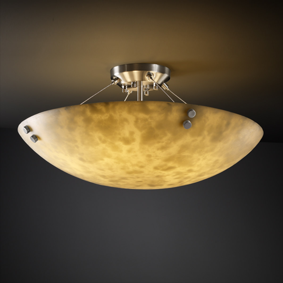 Justice Design CLD-9651-35-MBLK-F2-LED3-3000 Clouds LED 21 inch Matte Black Semi-Flush Ceiling Light in 3000 Lm LED, Pair of Squares, Round Bowl, Fini