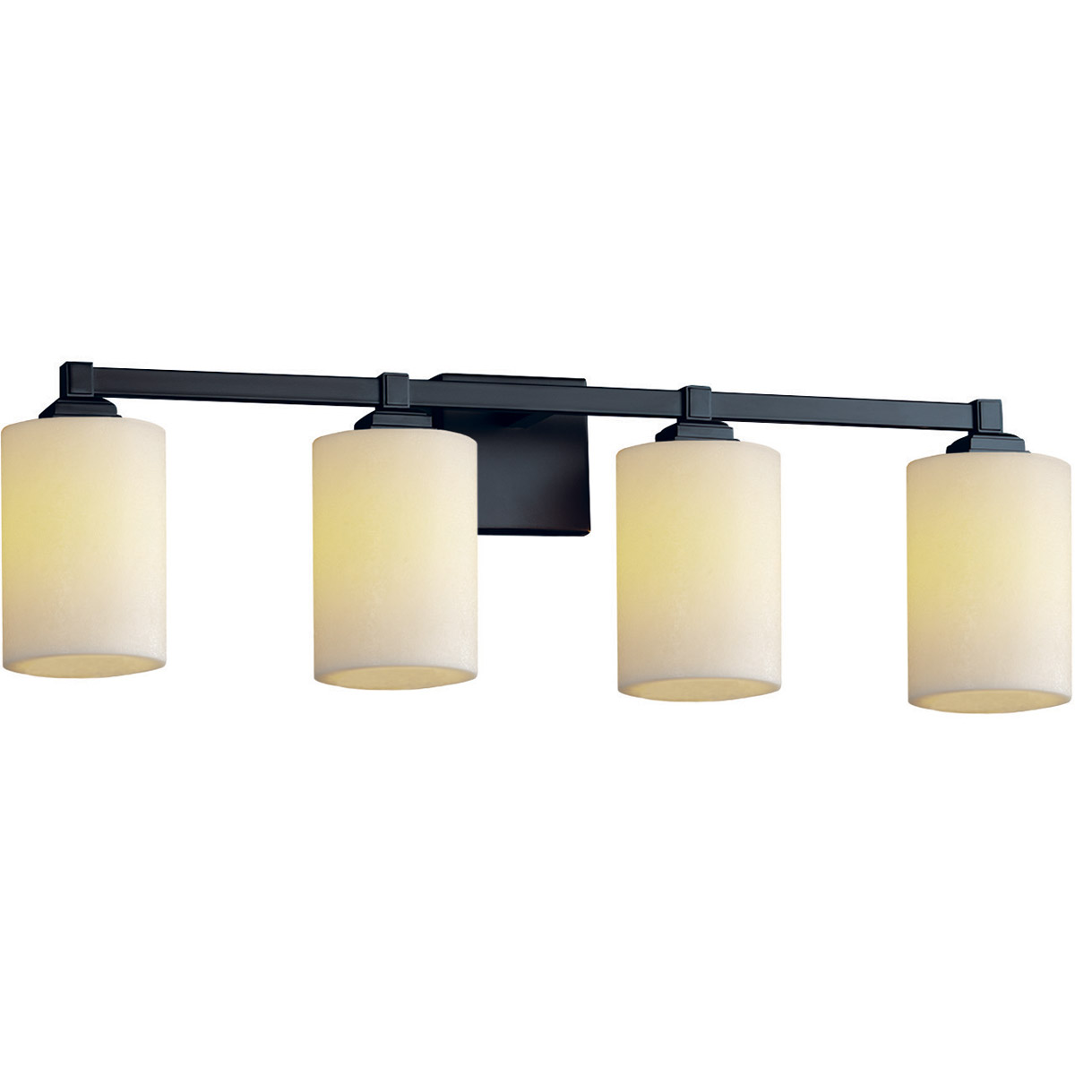 Justice Design CNDL-8434-14-AMBR-CROM Candlearia 4 Light 31 inch Polished Chrome Vanity Light Wall Light in Amber (CandleAria), Cylinder with Melted R