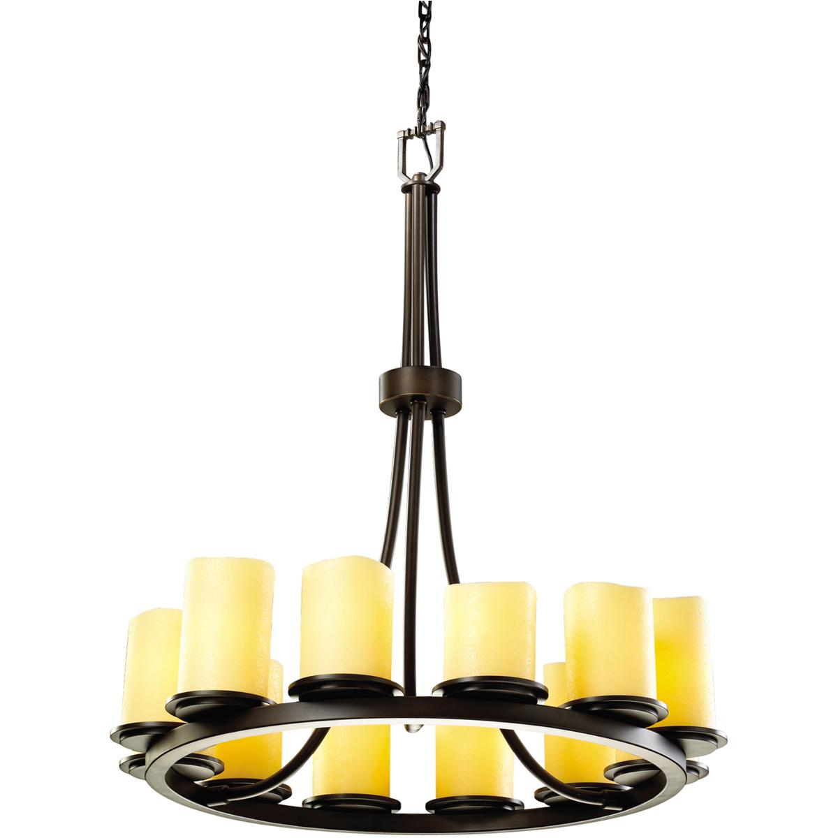 Justice Design CNDL-8763-14-CREM-NCKL-LED12-8400 CandleAria LED 28 inch Brushed Nickel Chandelier Ceiling Light in Cream (CandleAria), Cylinder with M